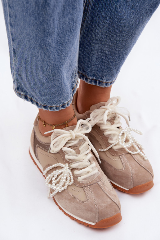 Pelle dalla pelle scamosciata Scarpe modello sneakers Femminile Big Star TT274677 beige