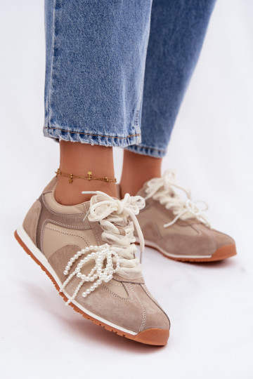 Pelle dalla pelle scamosciata Scarpe modello sneakers Femminile Big Star TT274677 beige 2