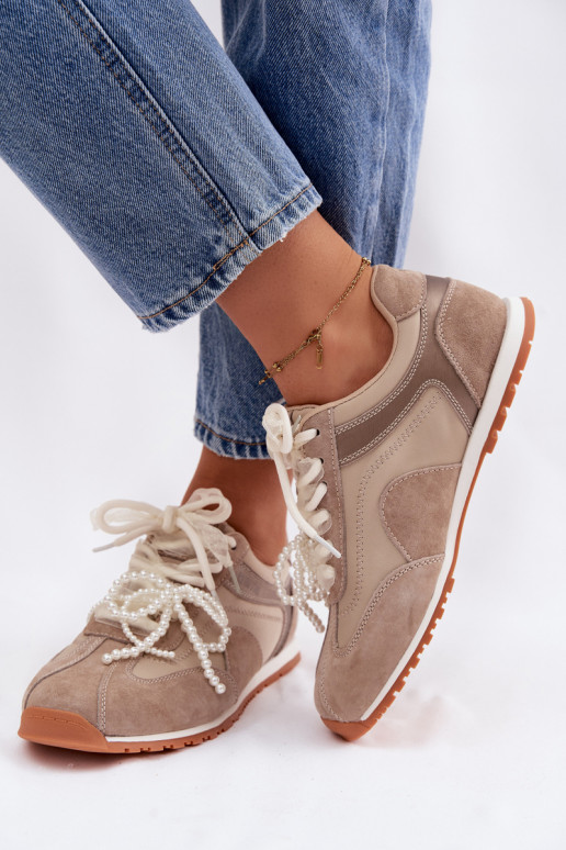 Pelle dalla pelle scamosciata Scarpe modello sneakers Femminile Big Star TT274677 beige