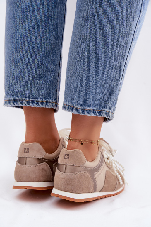 Pelle dalla pelle scamosciata Scarpe modello sneakers Femminile Big Star TT274677 beige