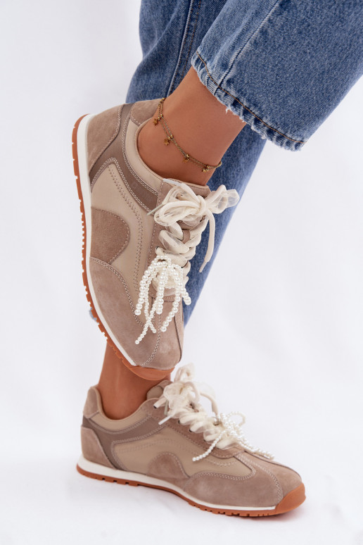 Pelle dalla pelle scamosciata Scarpe modello sneakers Femminile Big Star TT274677 beige