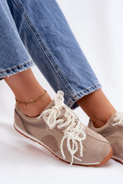 Pelle dalla pelle scamosciata Scarpe modello sneakers Femminile Big Star TT274677 beige