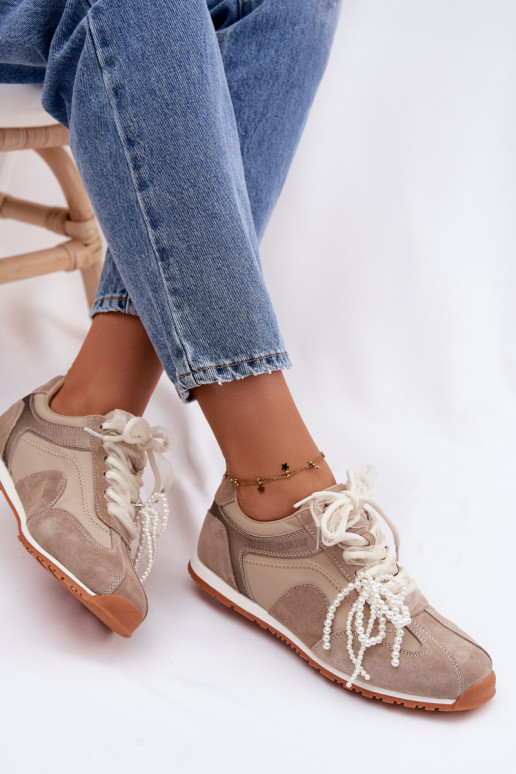 Pelle dalla pelle scamosciata Scarpe modello sneakers Femminile Big Star TT274677 beige