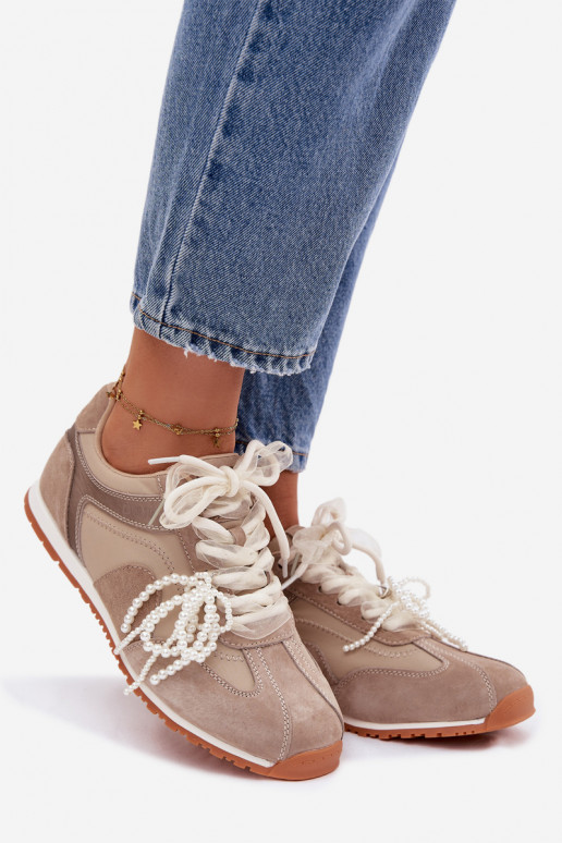 Pelle dalla pelle scamosciata Scarpe modello sneakers Femminile Big Star TT274677 beige