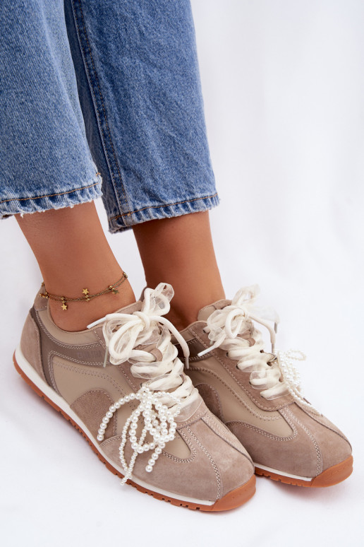 Pelle dalla pelle scamosciata Scarpe modello sneakers Femminile Big Star TT274677 beige