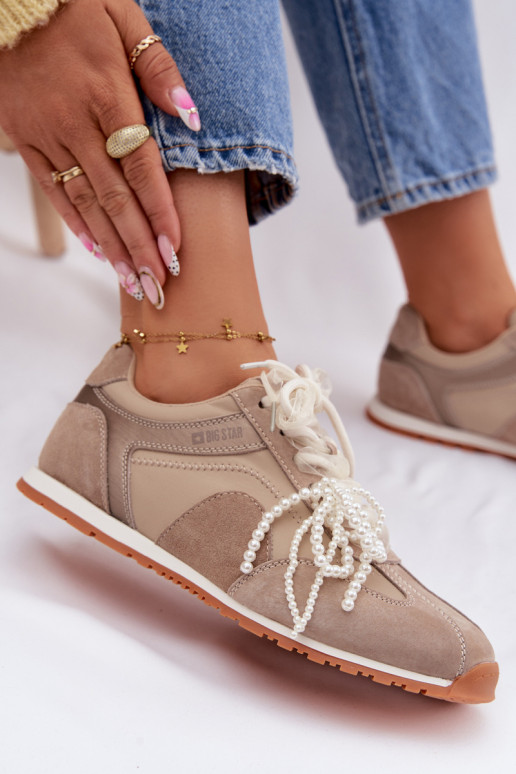 Pelle dalla pelle scamosciata Scarpe modello sneakers Femminile Big Star TT274677 beige