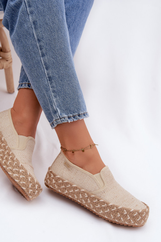 Espadrillas con una piattaforma Con treccia Lee Cooper LCIN-26-31-4332 beige