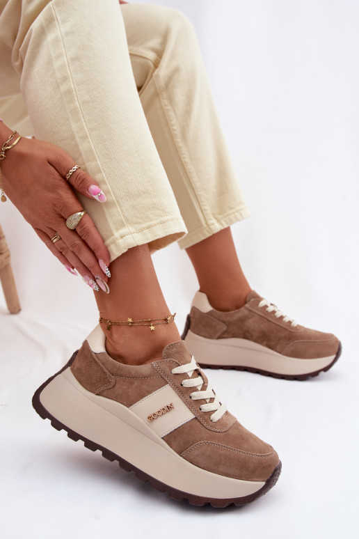 Scarpe modello sneakers Femminile con una piattaformaAbilitatoturalnego dalla pelle scamosciatau beige Rosinae