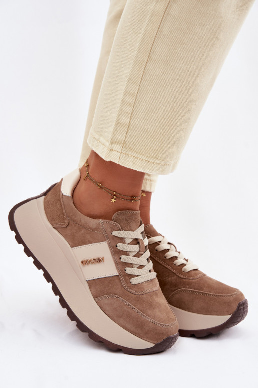 Scarpe modello sneakers Femminile con una piattaformaAbilitatoturalnego dalla pelle scamosciatau beige Rosinae