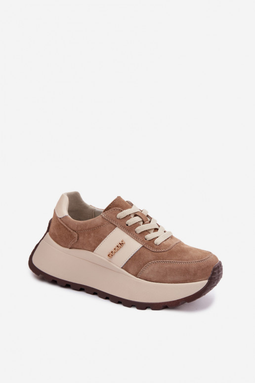Scarpe modello sneakers Femminile con una piattaformaAbilitatoturalnego dalla pelle scamosciatau beige Rosinae