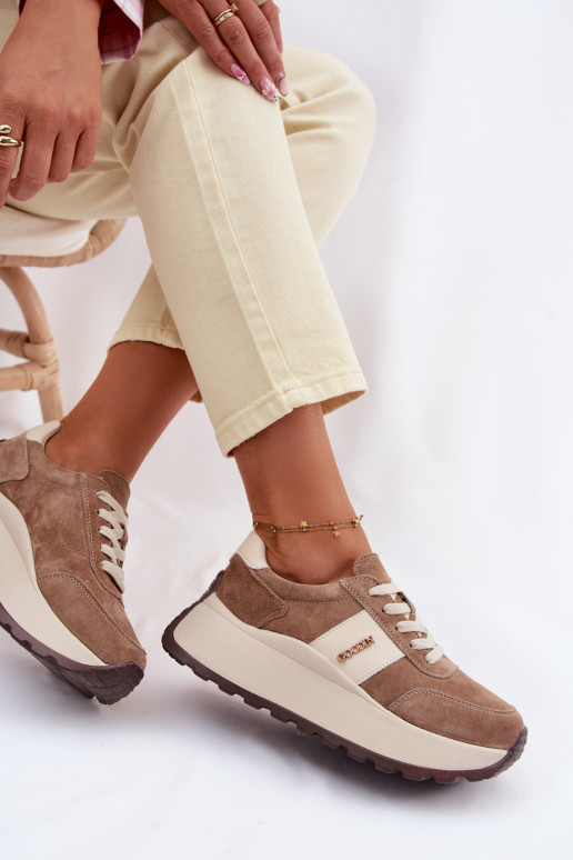 Scarpe modello sneakers Femminile con una piattaformaAbilitatoturalnego dalla pelle scamosciatau beige Rosinae