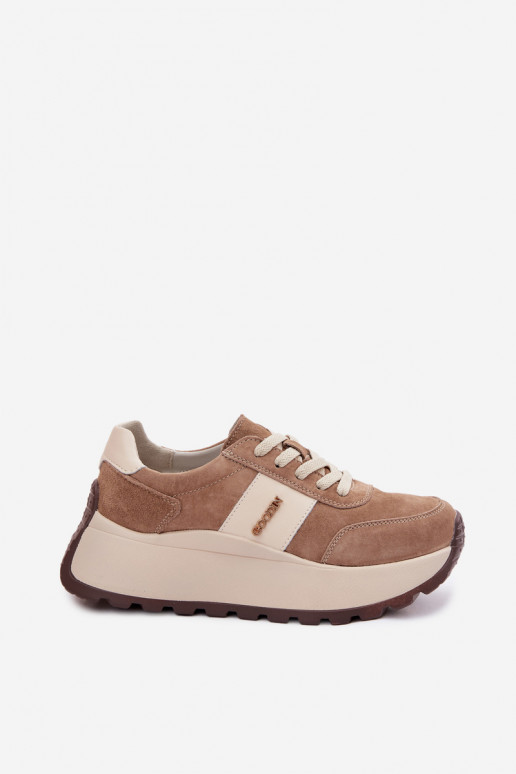 Scarpe modello sneakers Femminile con una piattaformaAbilitatoturalnego dalla pelle scamosciatau beige Rosinae