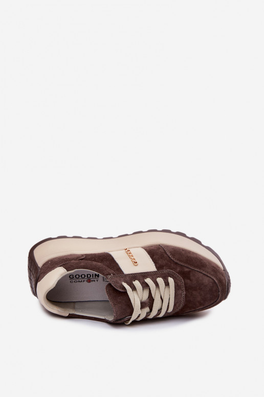 Scarpe modello sneakers Femminile con una piattaformaAbilitatoturalnego dalla pelle scamosciatau CzekoladoAe Rosinae