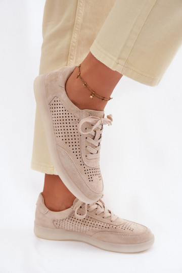 Scarpe sportive in suede da donna con dettagli traforati sabbia Almora