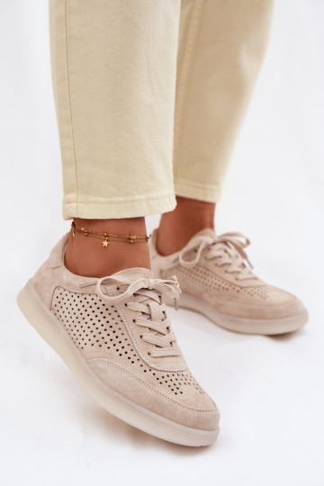 Scarpe sportive in suede da donna con dettagli traforati sabbia Almora 2