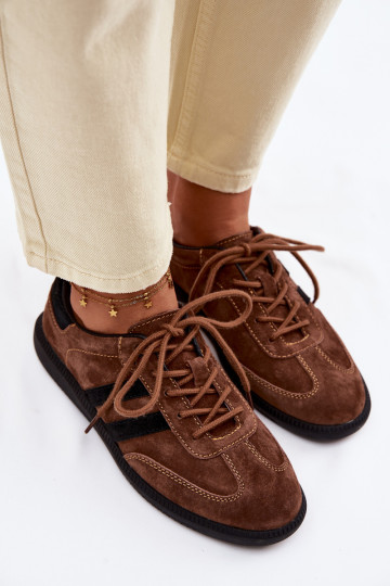 Pelle dalla pelle scamosciata Scarpe modello sneakers Femminile colore marrone Ismina