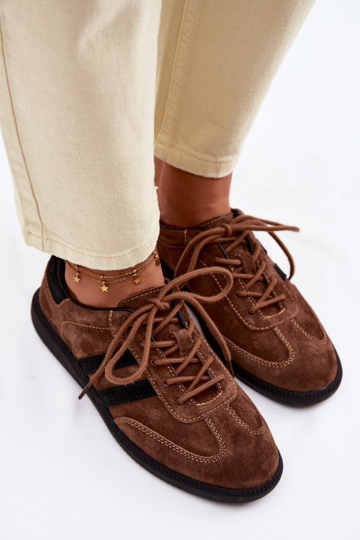 Pelle dalla pelle scamosciata Scarpe modello sneakers Femminile colore marrone Ismina