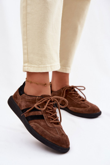 Pelle dalla pelle scamosciata Scarpe modello sneakers Femminile colore marrone Ismina 2