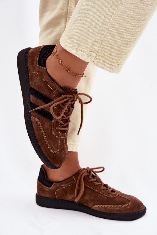 Pelle dalla pelle scamosciata Scarpe modello sneakers Femminile colore marrone Ismina