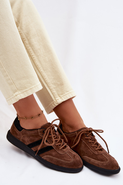 Pelle dalla pelle scamosciata Scarpe modello sneakers Femminile colore marrone Ismina