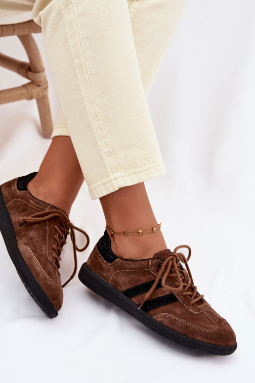 Pelle dalla pelle scamosciata Scarpe modello sneakers Femminile colore marrone Ismina