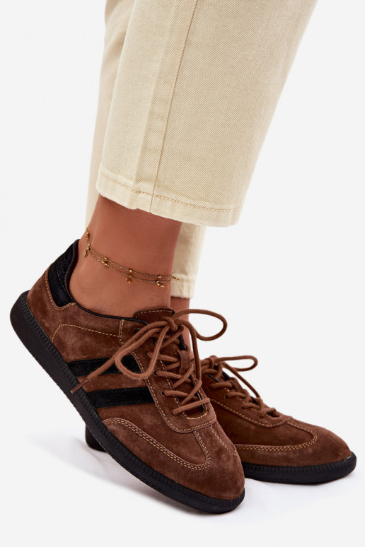 Pelle dalla pelle scamosciata Scarpe modello sneakers Femminile colore marrone Ismina