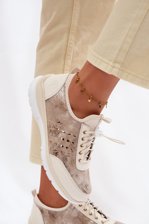 Elegantellato Pelle scarpe Femminile D&A GR61-5990 beige