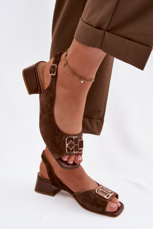 Stile elegante sandaliAbilitatoturalnego dalla pelle scamosciatau con i tacchi D&A CE61-3127 colore marrone