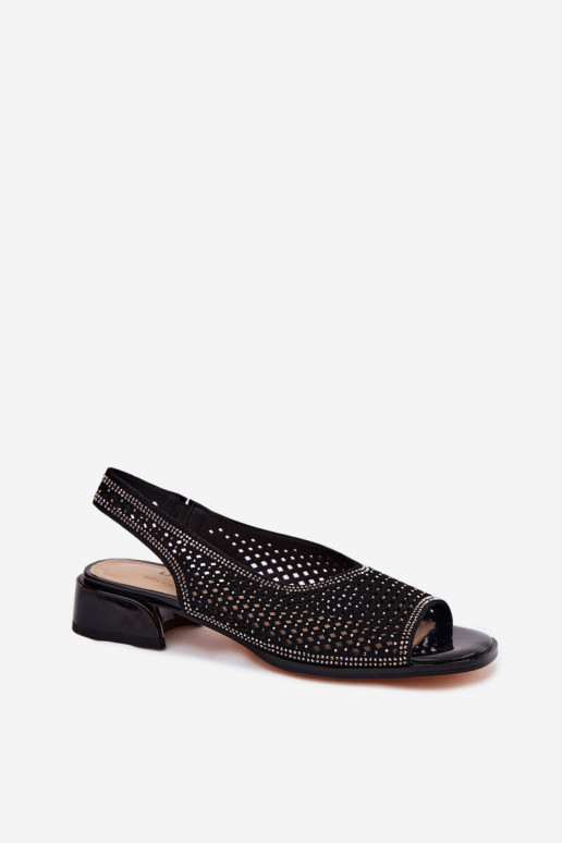 Decorato Sandali traforati Femminile dalla pelle scamosciata Klocke D&A CR61-3131 colore nero