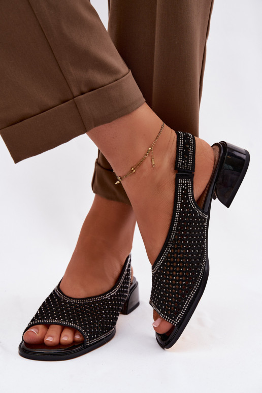 Decorato Sandali traforati Femminile dalla pelle scamosciata Klocke D&A CR61-3131 colore nero