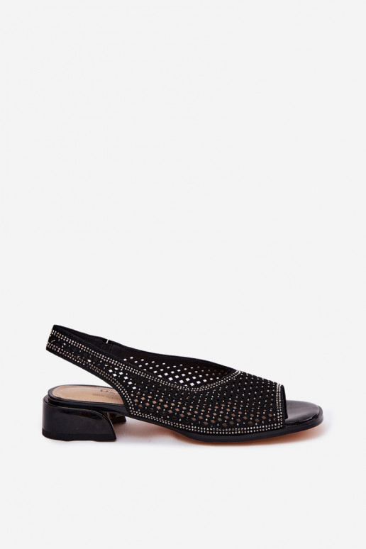 Decorato Sandali traforati Femminile dalla pelle scamosciata Klocke D&A CR61-3131 colore nero