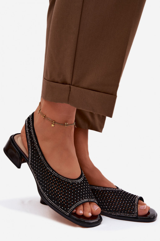 Decorato Sandali traforati Femminile dalla pelle scamosciata Klocke D&A CR61-3131 colore nero