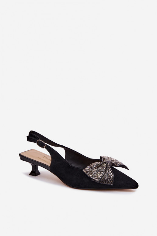 Pelle Sandali in camoscio con nastri con i tacchi D&A CR61-3130 colore nero