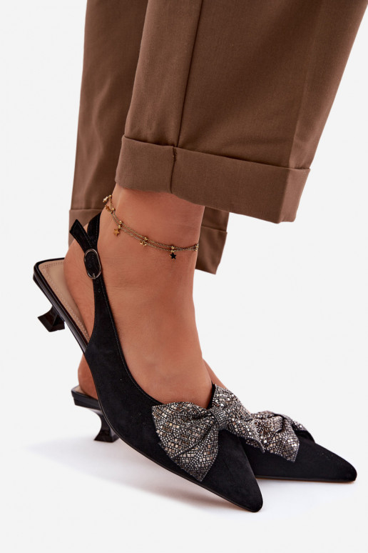 Pelle Sandali in camoscio con nastri con i tacchi D&A CR61-3130 colore nero