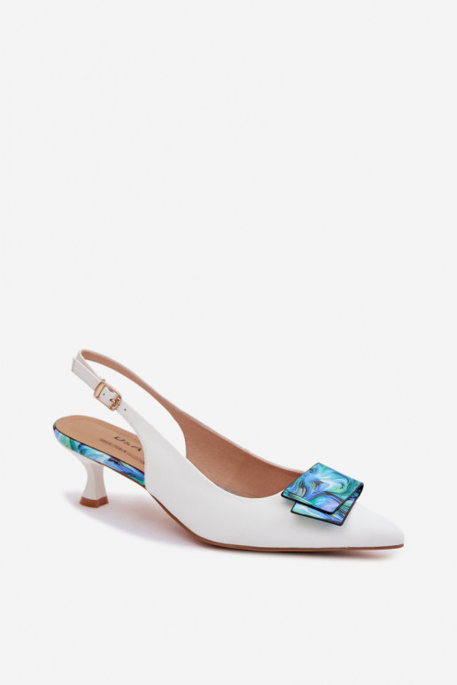 Pelle Scarpe Femminile con i tacchi con ornamenti D&A LZ61-2006 Colore bianco