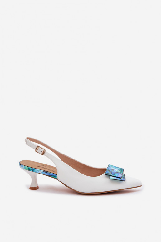 Pelle Scarpe Femminile con i tacchi con ornamenti D&A LZ61-2006 Colore bianco