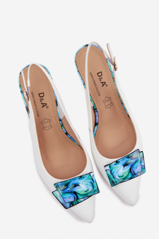 Pelle Scarpe Femminile con i tacchi con ornamenti D&A LZ61-2006 Colore bianco