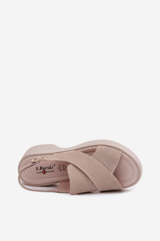 Sandali da donna Femminile con una piattaforma S.Barski LR61-7005 beige