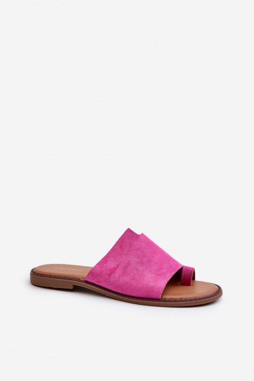 Femminile pantofole in pelle scamosciata Pantofole colore rosa Amite