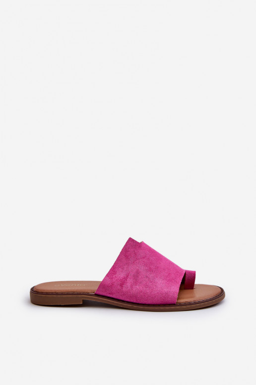 Femminile pantofole in pelle scamosciata Pantofole colore rosa Amite