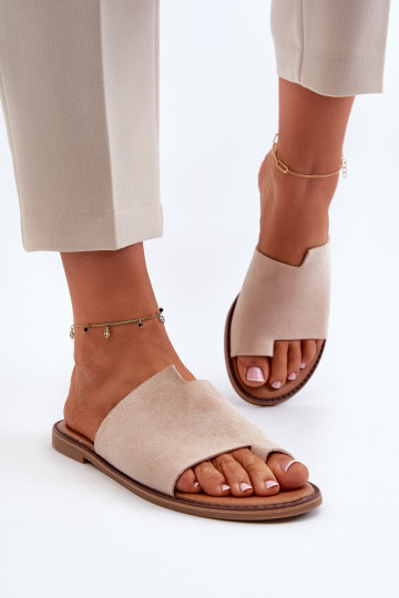 Pantofole in suede da donna color sabbia Amite