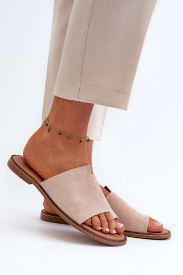 Pantofole in suede da donna color sabbia Amite 2