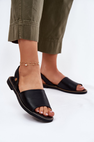Sandali da donna con tacchi larghi Eko Pelle colore nero Dereka