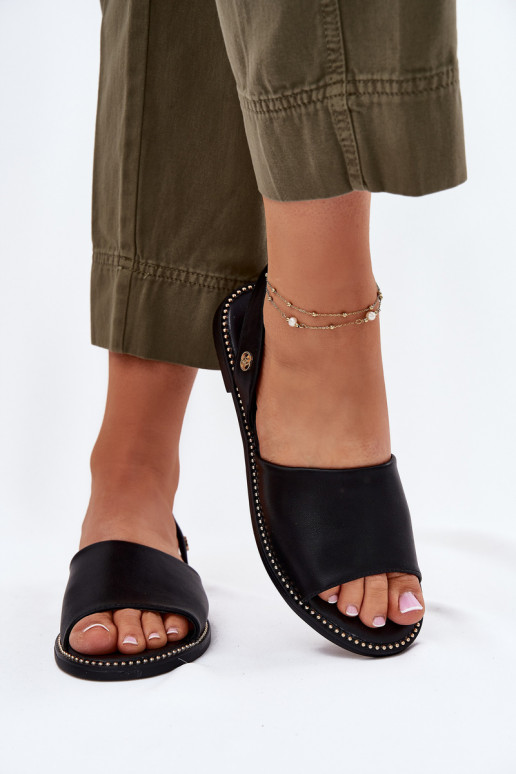 Sandali da donna con tacchi larghi Eko Pelle colore nero Dereka