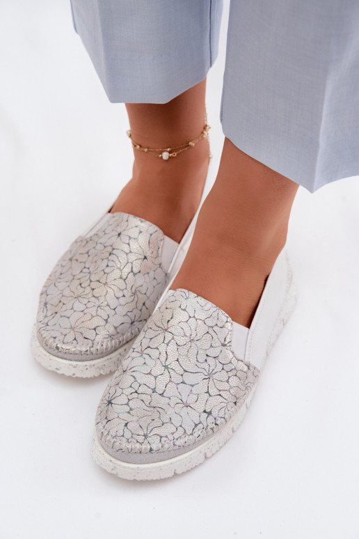 Stivali in pelle da donna Deveciejka 03512-70 Bianco-color argento