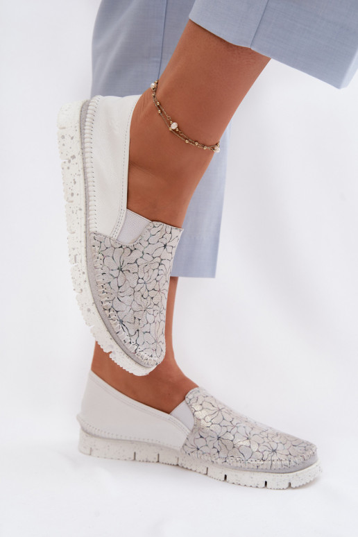 Stivali in pelle da donna Deveciejka 03512-70 Bianco-color argento