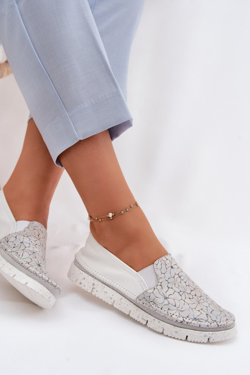 Stivali in pelle da donna Deveciejka 03512-70 Bianco-color argento