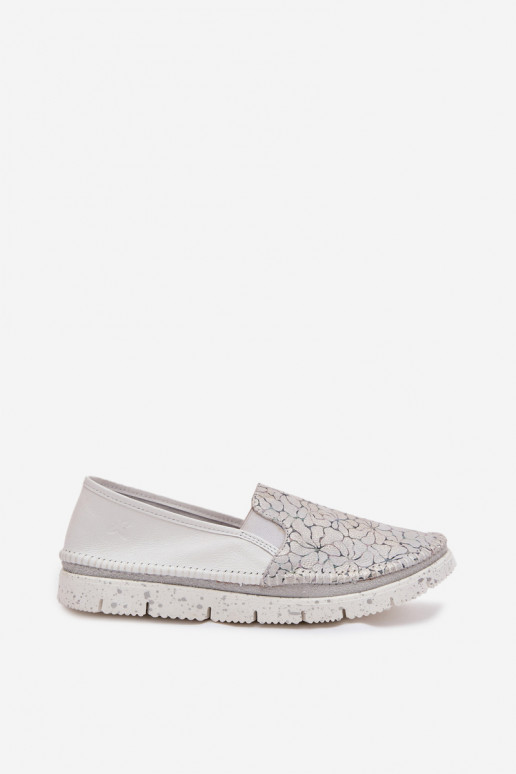 Stivali in pelle da donna Deveciejka 03512-70 Bianco-color argento