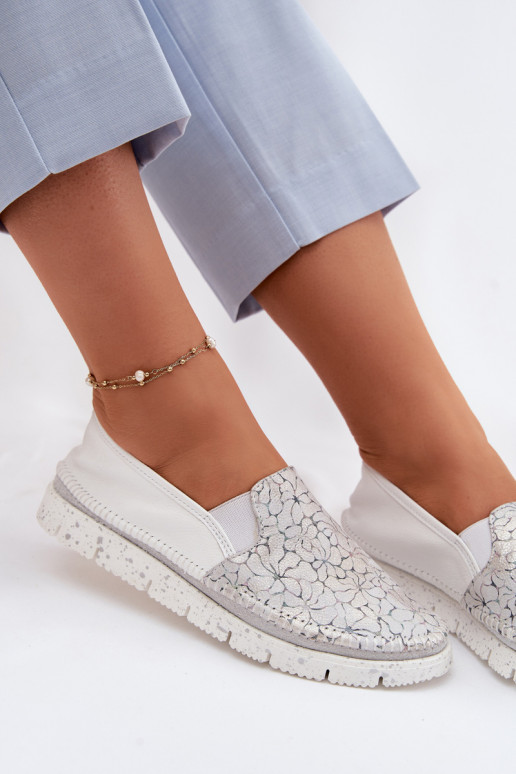 Stivali in pelle da donna Deveciejka 03512-70 Bianco-color argento