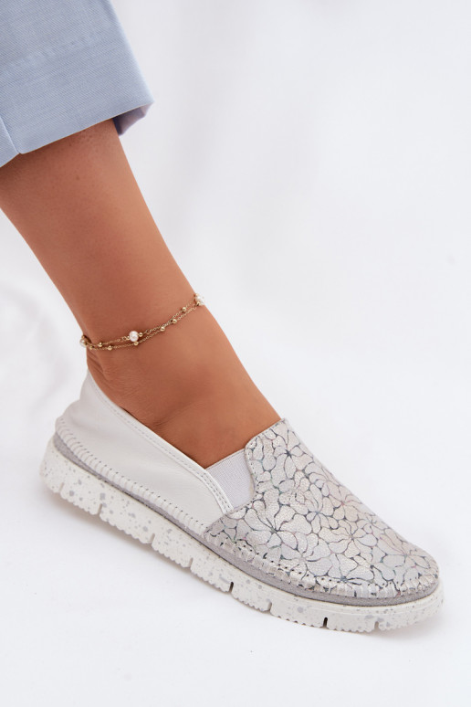 Stivali in pelle da donna Deveciejka 03512-70 Bianco-color argento